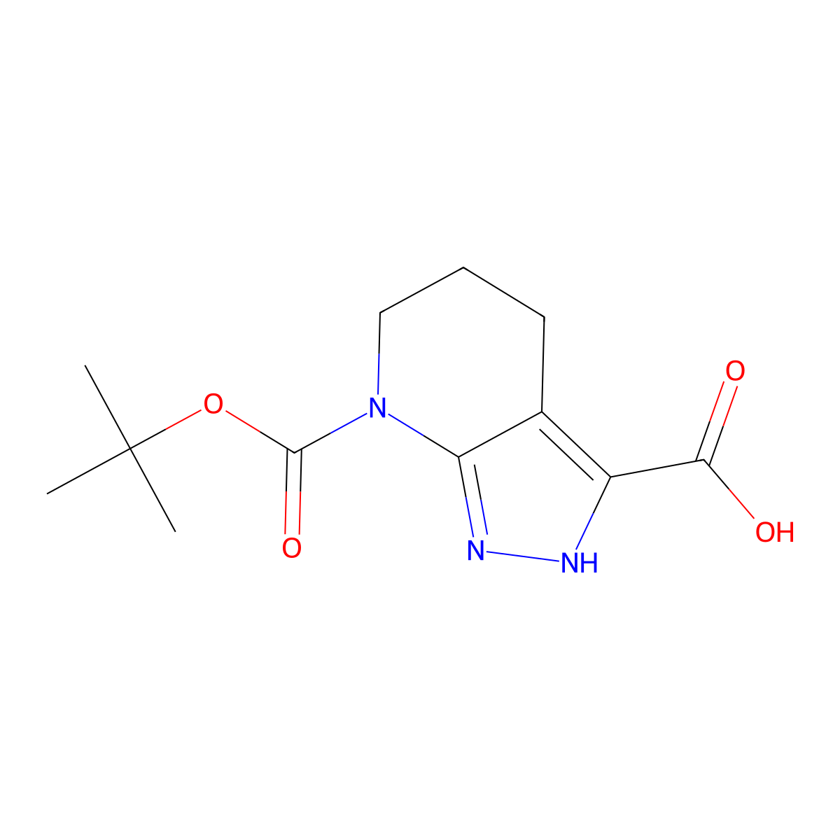 7-[(tert-butoxy)carbonyl]-1H,4H,5H,6H,7H-pyrazolo[3,4-b]pyridine-3-carboxylic acid molecular structure, CAS 2248321-07-3