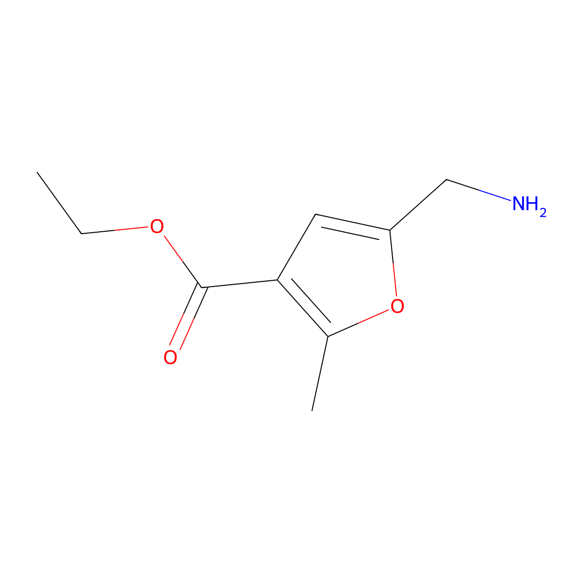 Ethyl 5-(aminomethyl)-2-methylfuran-3-carboxylate molecular structure, CAS 2248321-28-8