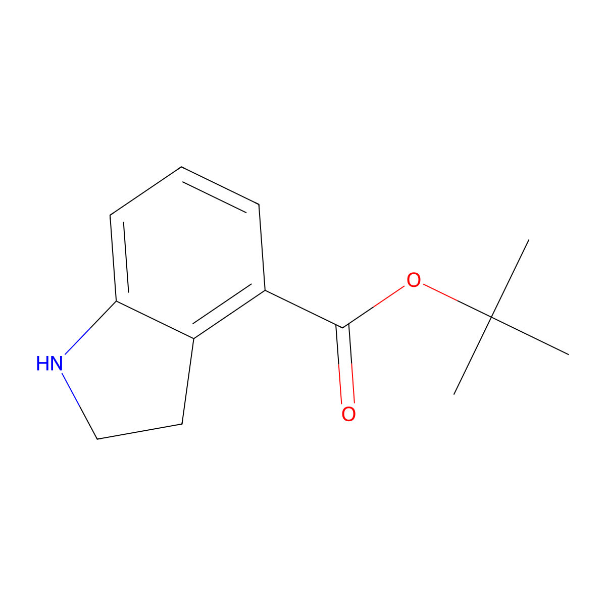 Tert-butyl 2,3-dihydro-1H-indole-4-carboxylate molecular structure, CAS 2248321-56-2