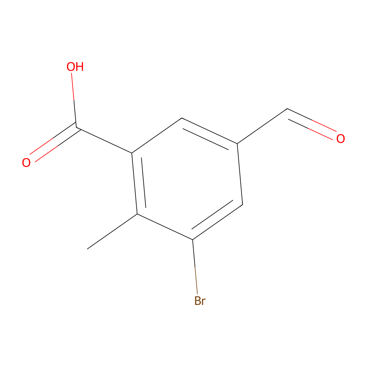 3-Bromo-5-formyl-2-methylbenzoic acid molecular structure, CAS 2248321-64-2