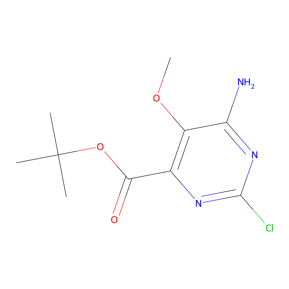 Tert-butyl 6-amino-2-chloro-5-methoxypyrimidine-4-carboxylate molecular structure, CAS 2248321-65-3