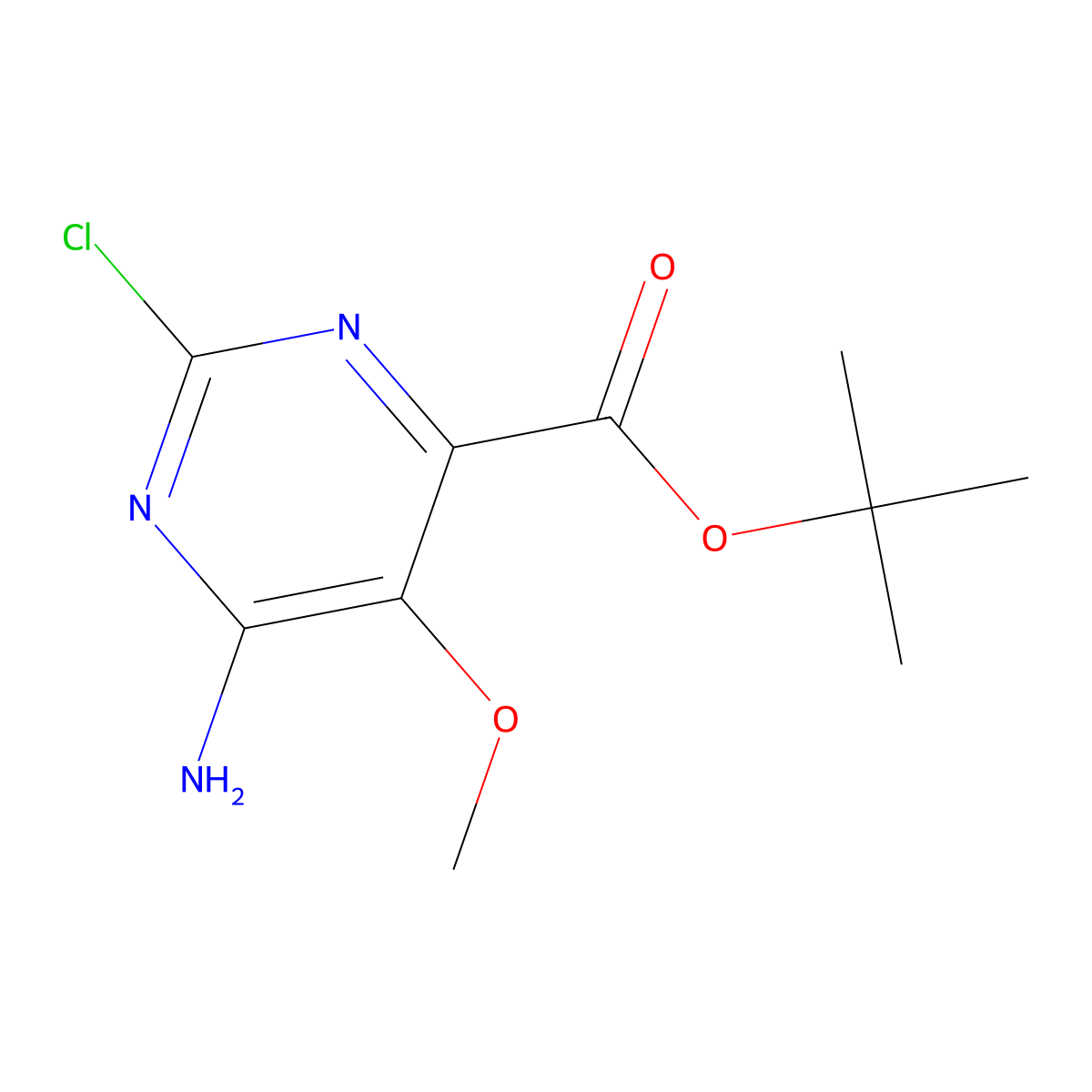 Tert-butyl 6-amino-2-chloro-5-methoxypyrimidine-4-carboxylate molecular structure, CAS 2248321-65-3