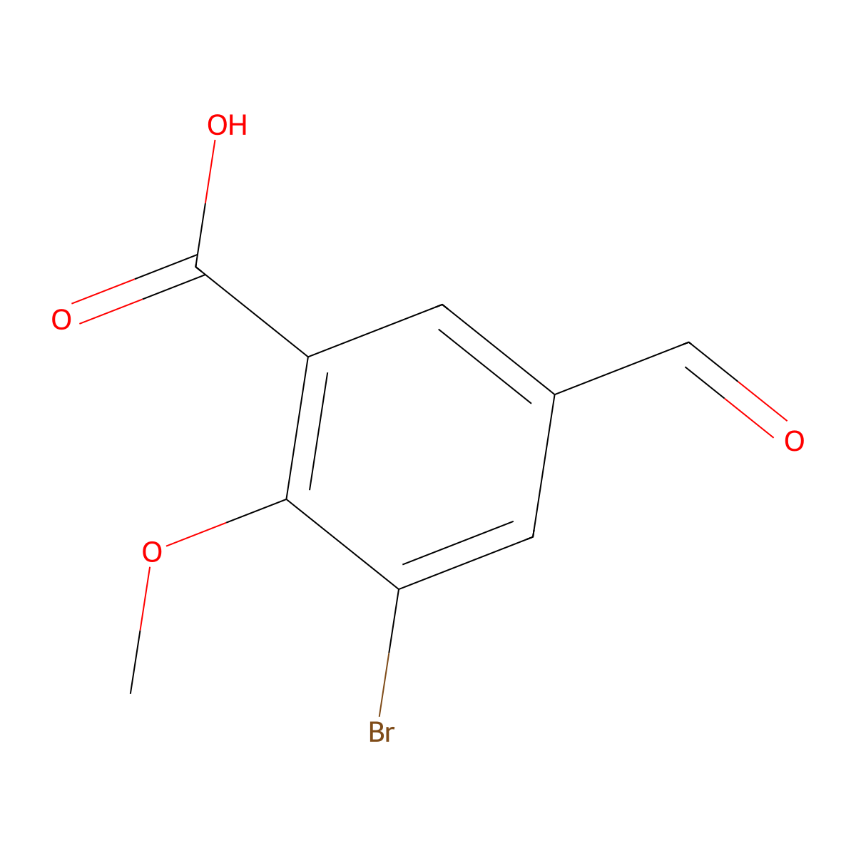 3-Bromo-5-formyl-2-methoxybenzoic acid molecular structure, CAS 2248321-68-6