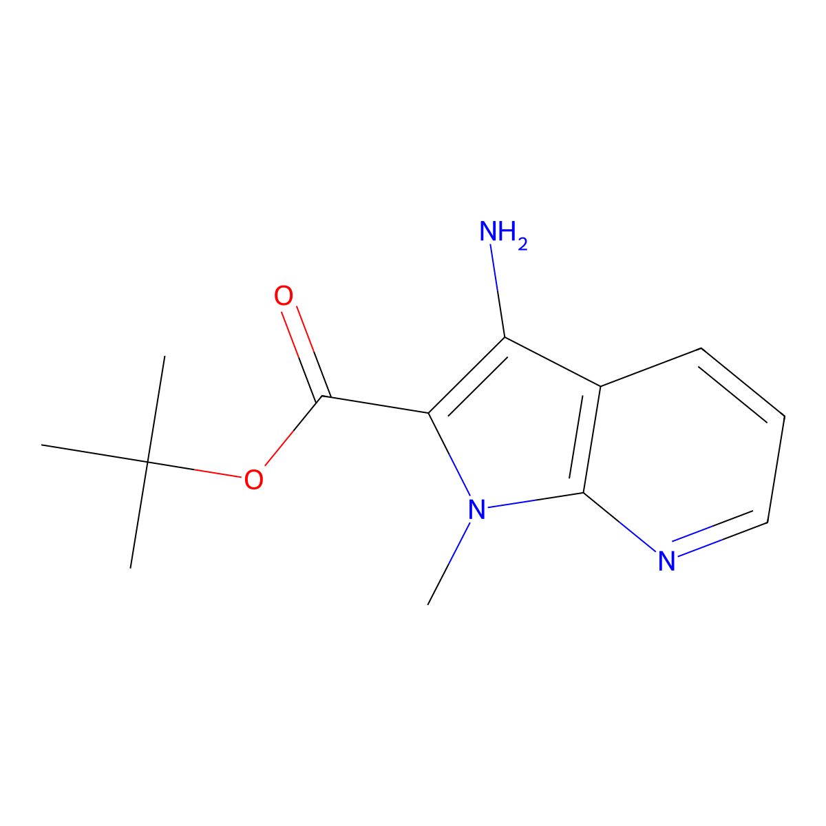 tert-butyl 3-amino-1-methyl-1H-pyrrolo[2,3-b]pyridine-2-carboxylate molecular structure, CAS 2248321-69-7