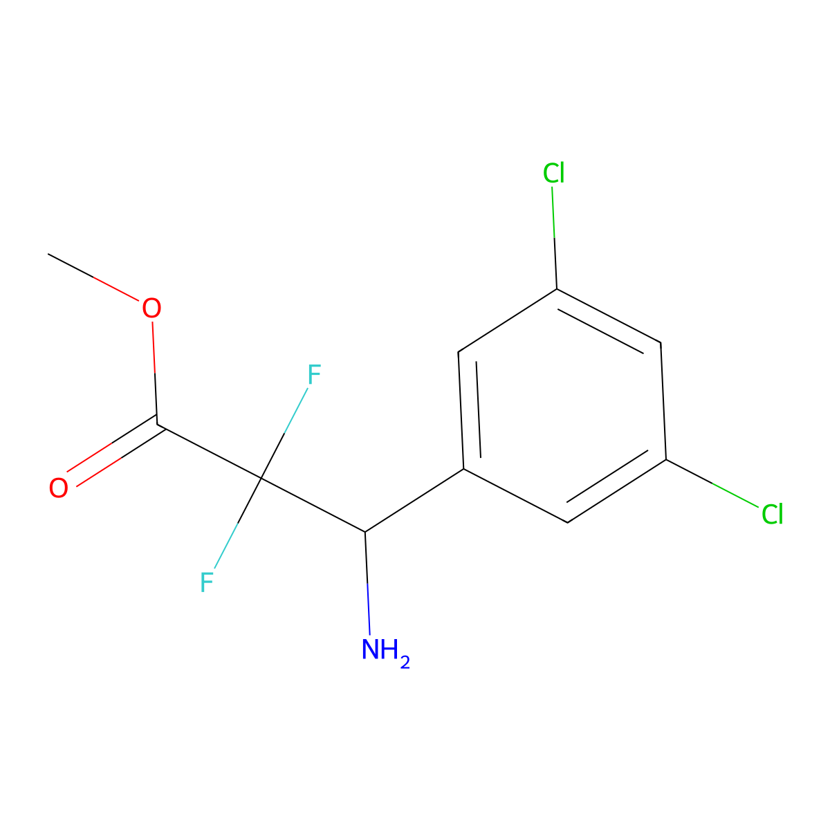 Methyl 3-amino-3-(3,5-dichlorophenyl)-2,2-difluoropropanoate molecular structure, CAS 2248322-27-0