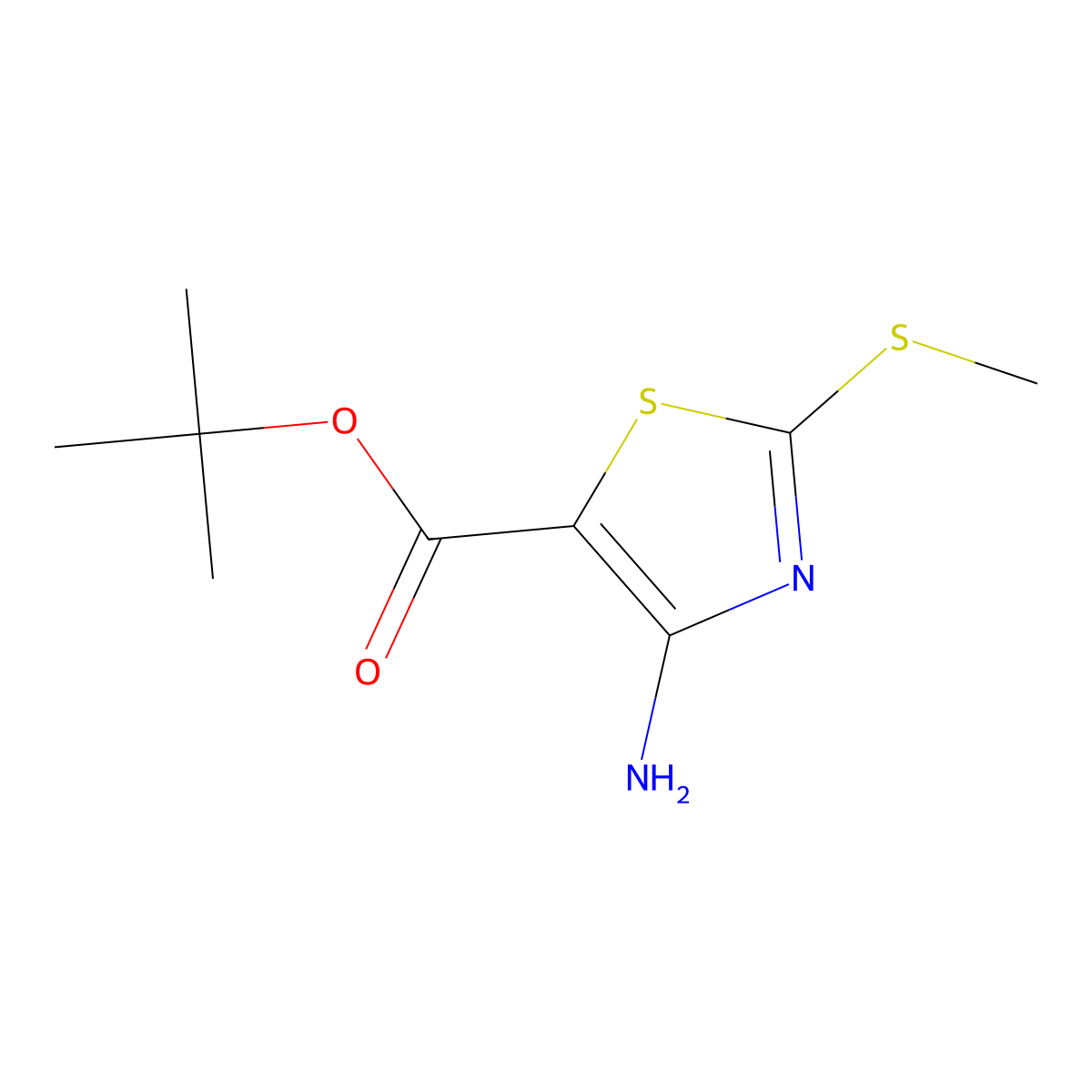 Tert-butyl 4-amino-2-(methylsulfanyl)-1,3-thiazole-5-carboxylate molecular structure, CAS 2248322-84-9