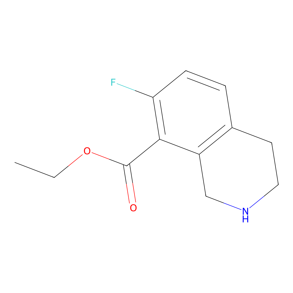 Ethyl 7-fluoro-1,2,3,4-tetrahydroisoquinoline-8-carboxylate molecular structure, CAS 2248322-95-2