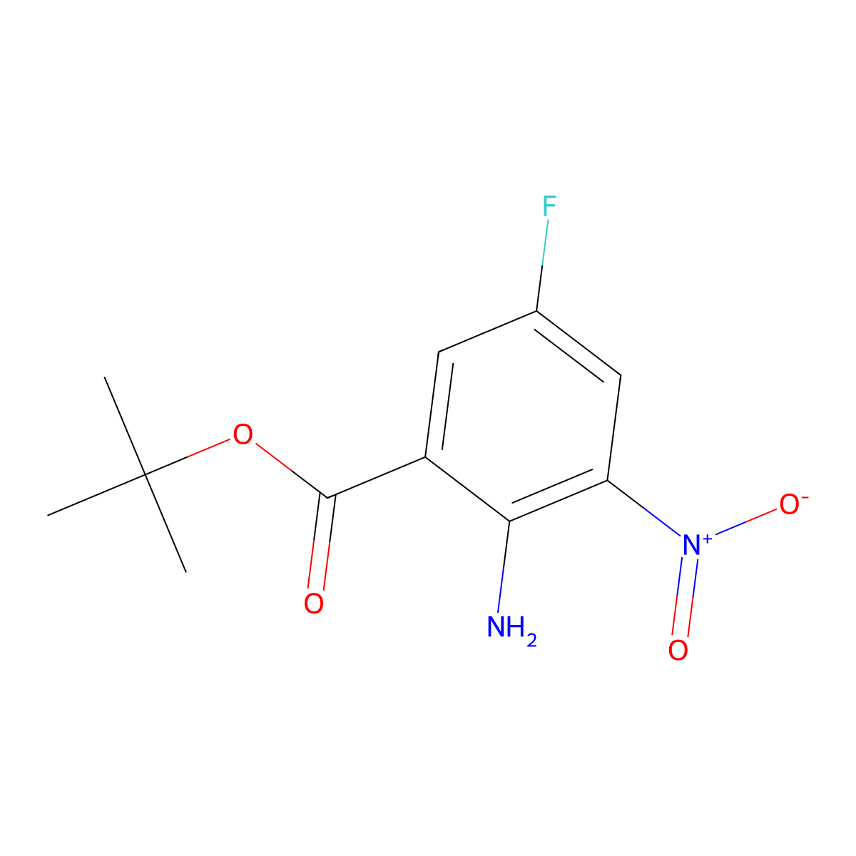 Tert-butyl 2-amino-5-fluoro-3-nitrobenzoate molecular structure, CAS 2248323-01-3