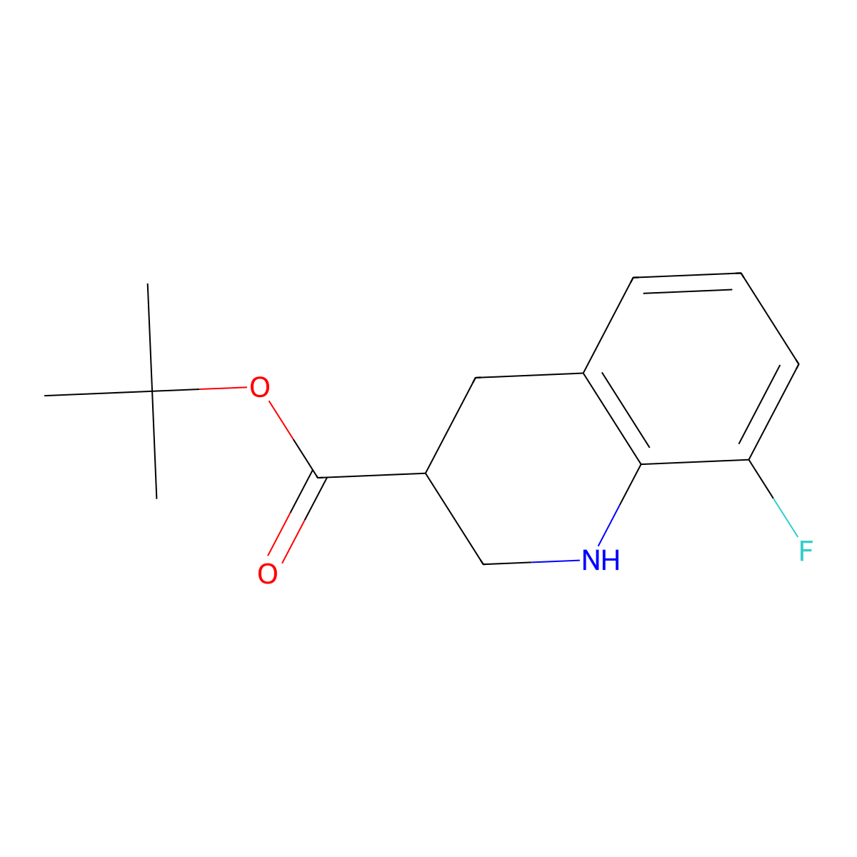 Tert-butyl 8-fluoro-1,2,3,4-tetrahydroquinoline-3-carboxylate molecular structure, CAS 2248323-54-6
