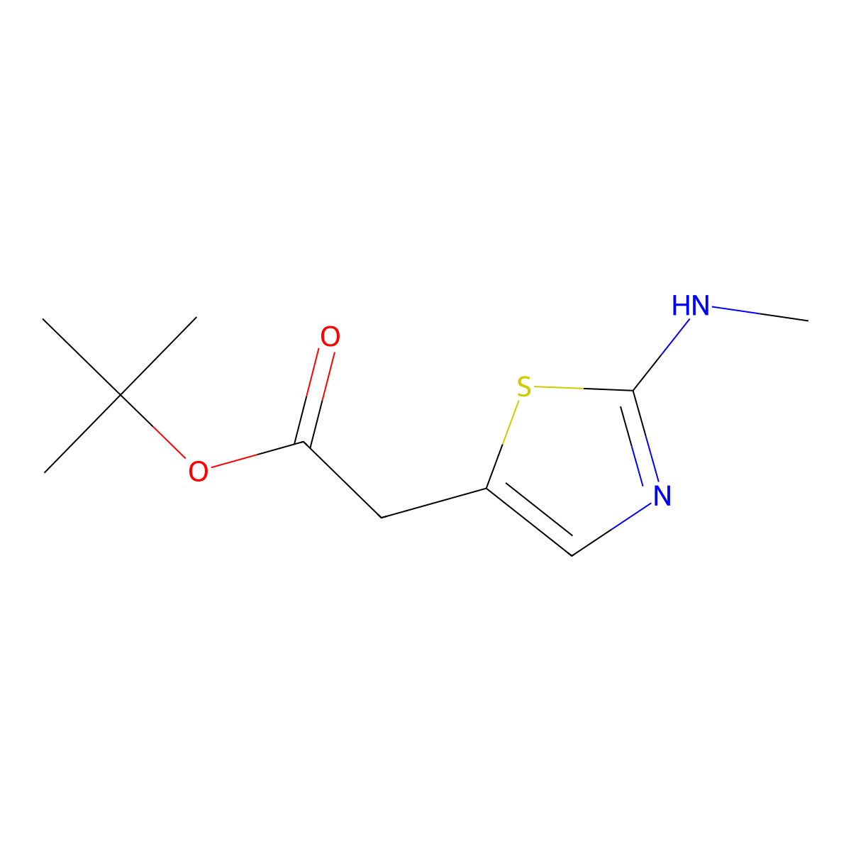 Tert-butyl 2-[2-(methylamino)-1,3-thiazol-5-yl]acetate molecular structure, CAS 2248323-58-0