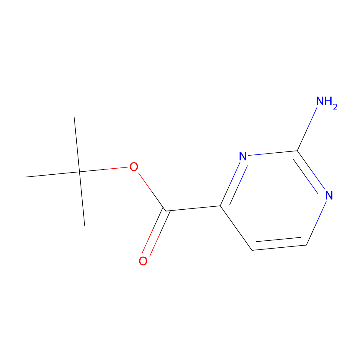 Tert-butyl 2-aminopyrimidine-4-carboxylate molecular structure, CAS 2248323-59-1