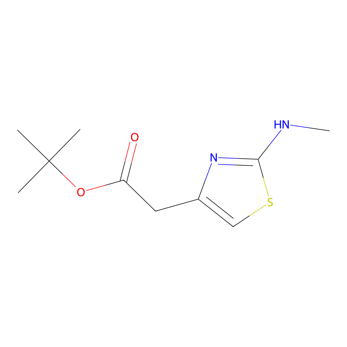 Tert-butyl 2-[2-(methylamino)-1,3-thiazol-4-yl]acetate molecular structure, CAS 2248324-35-6