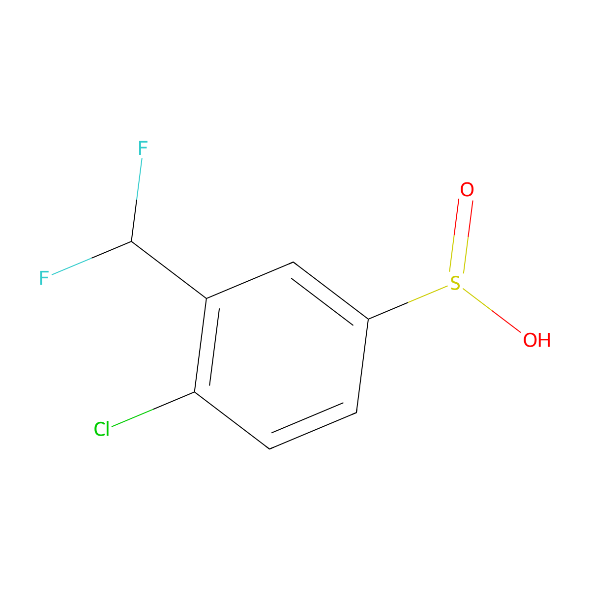 4-Chloro-3-(difluoromethyl)benzene-1-sulfinic acid molecular structure, CAS 2248325-00-8