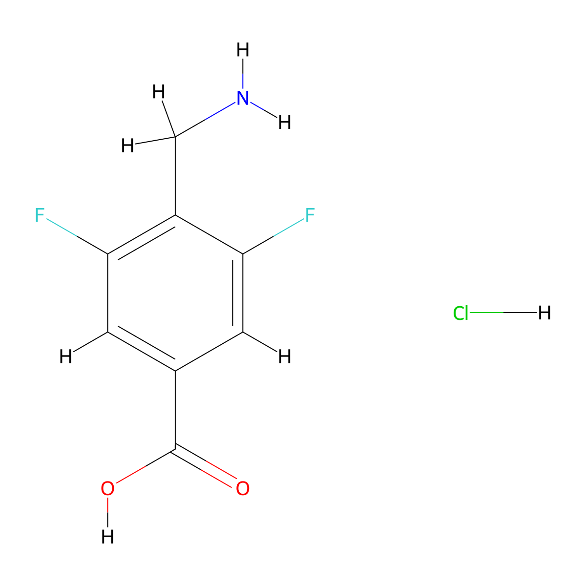 4-(Aminomethyl)-3,5-difluorobenzoic acid hydrochloride molecular structure, CAS 2248325-43-9