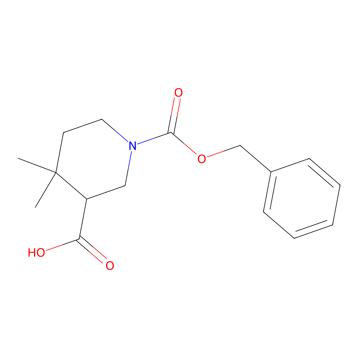 1-[(Benzyloxy)carbonyl]-4,4-dimethylpiperidine-3-carboxylic acid molecular structure, CAS 2248325-52-0