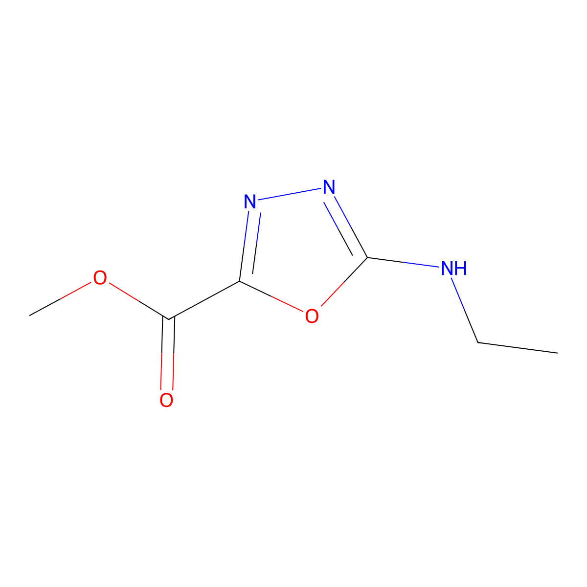 Methyl 5-(ethylamino)-1,3,4-oxadiazole-2-carboxylate molecular structure, CAS 2248325-60-0