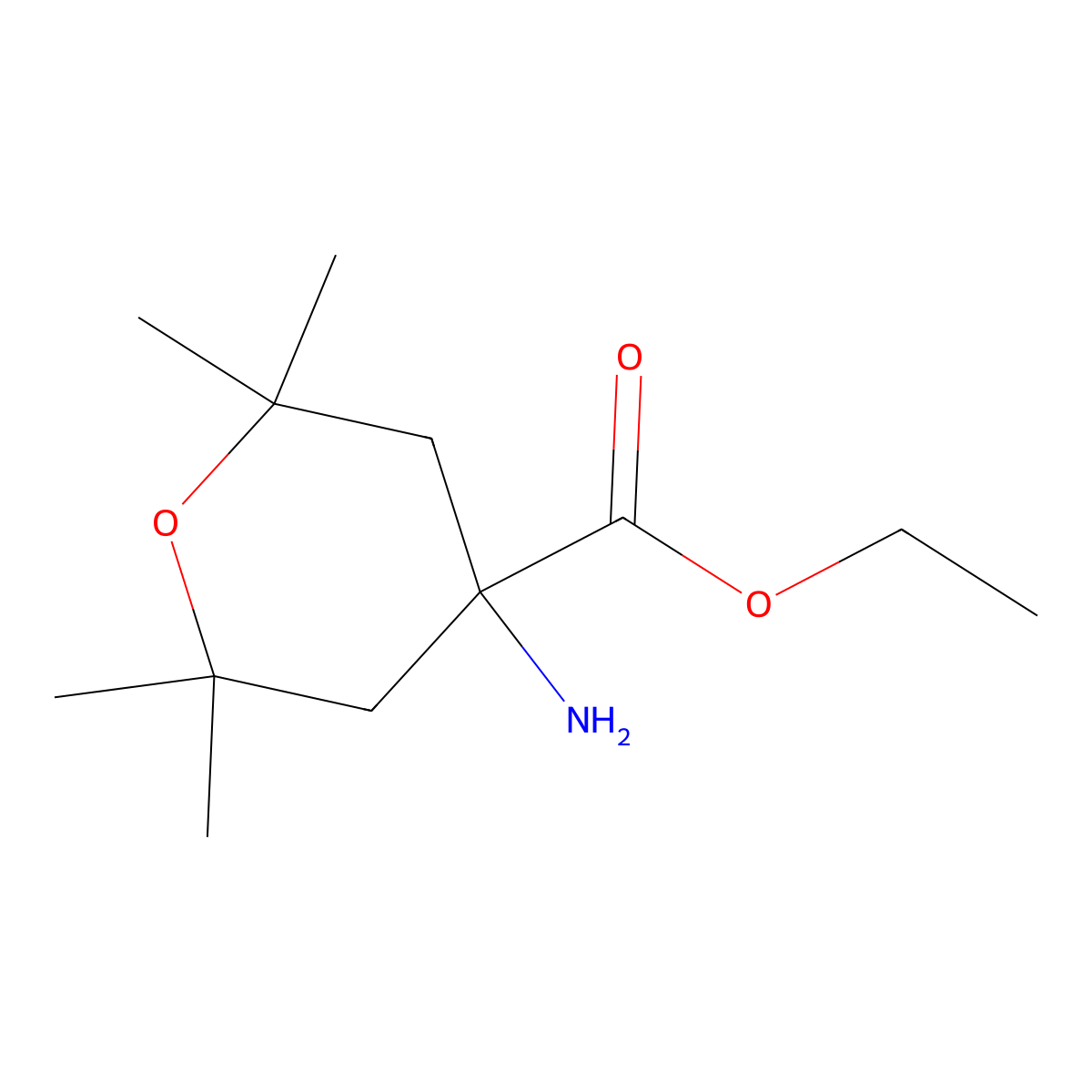 Ethyl 4-amino-2,2,6,6-tetramethyloxane-4-carboxylate molecular structure, CAS 2248325-92-8