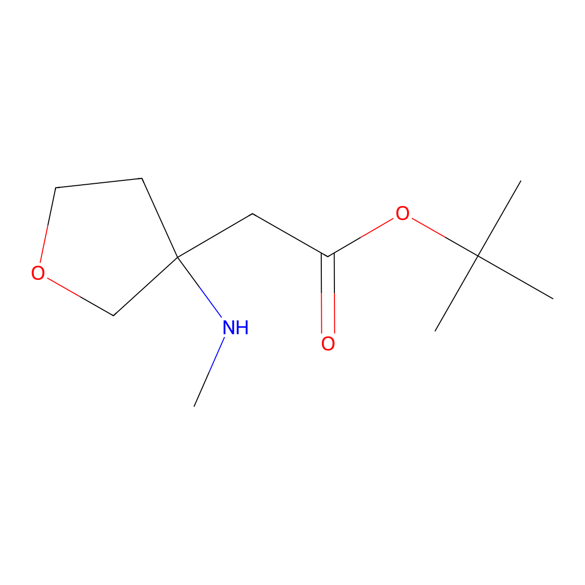 Tert-butyl 2-[3-(methylamino)oxolan-3-yl]acetate molecular structure, CAS 2248326-05-6
