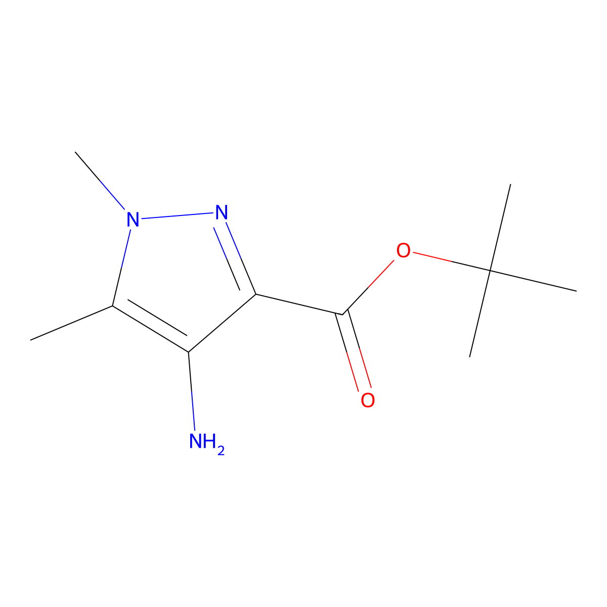tert-butyl 4-amino-1,5-dimethyl-1H-pyrazole-3-carboxylate molecular structure, CAS 2248326-59-0