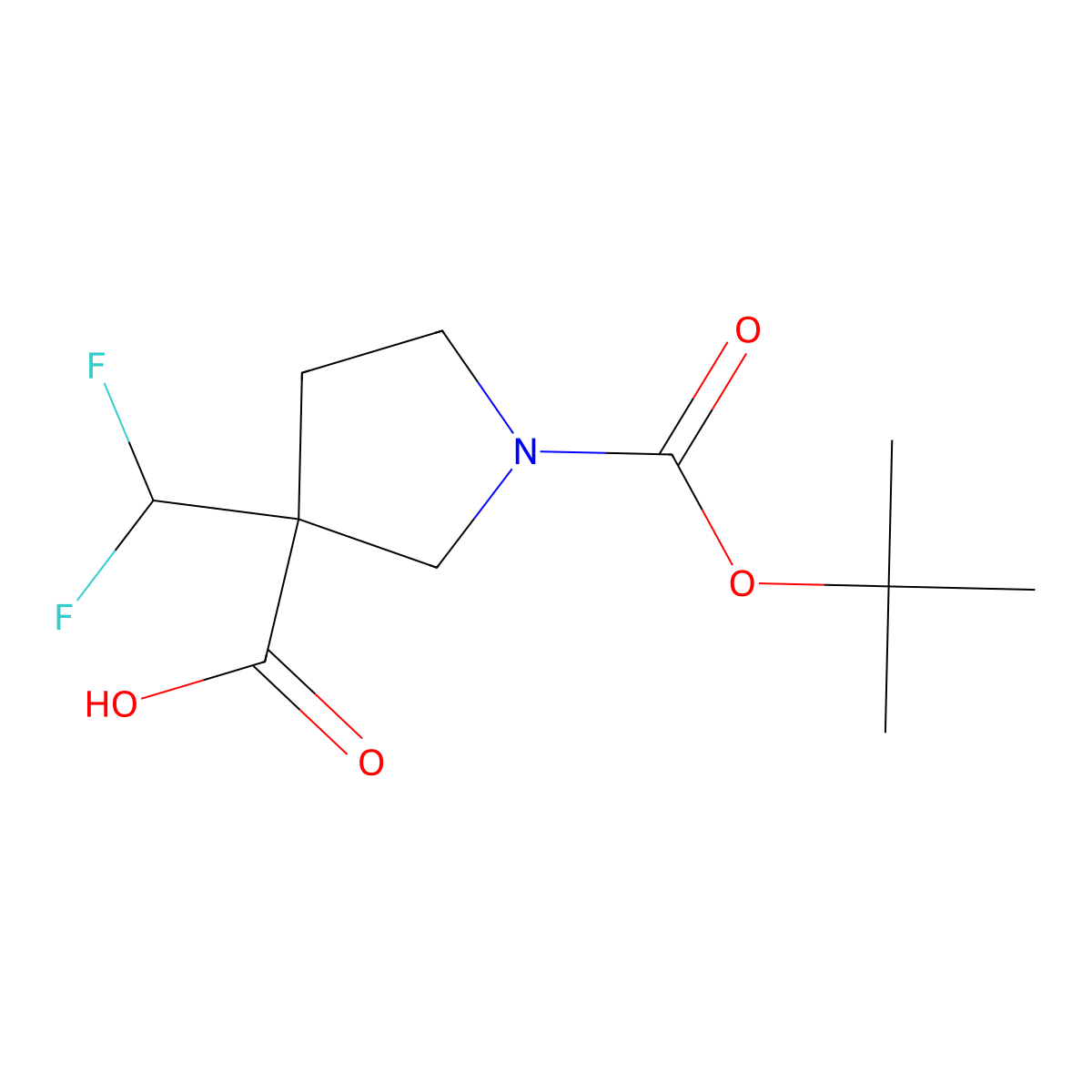 1-[(Tert-butoxy)carbonyl]-3-(difluoromethyl)pyrrolidine-3-carboxylicacid molecular structure, CAS 2248327-09-3
