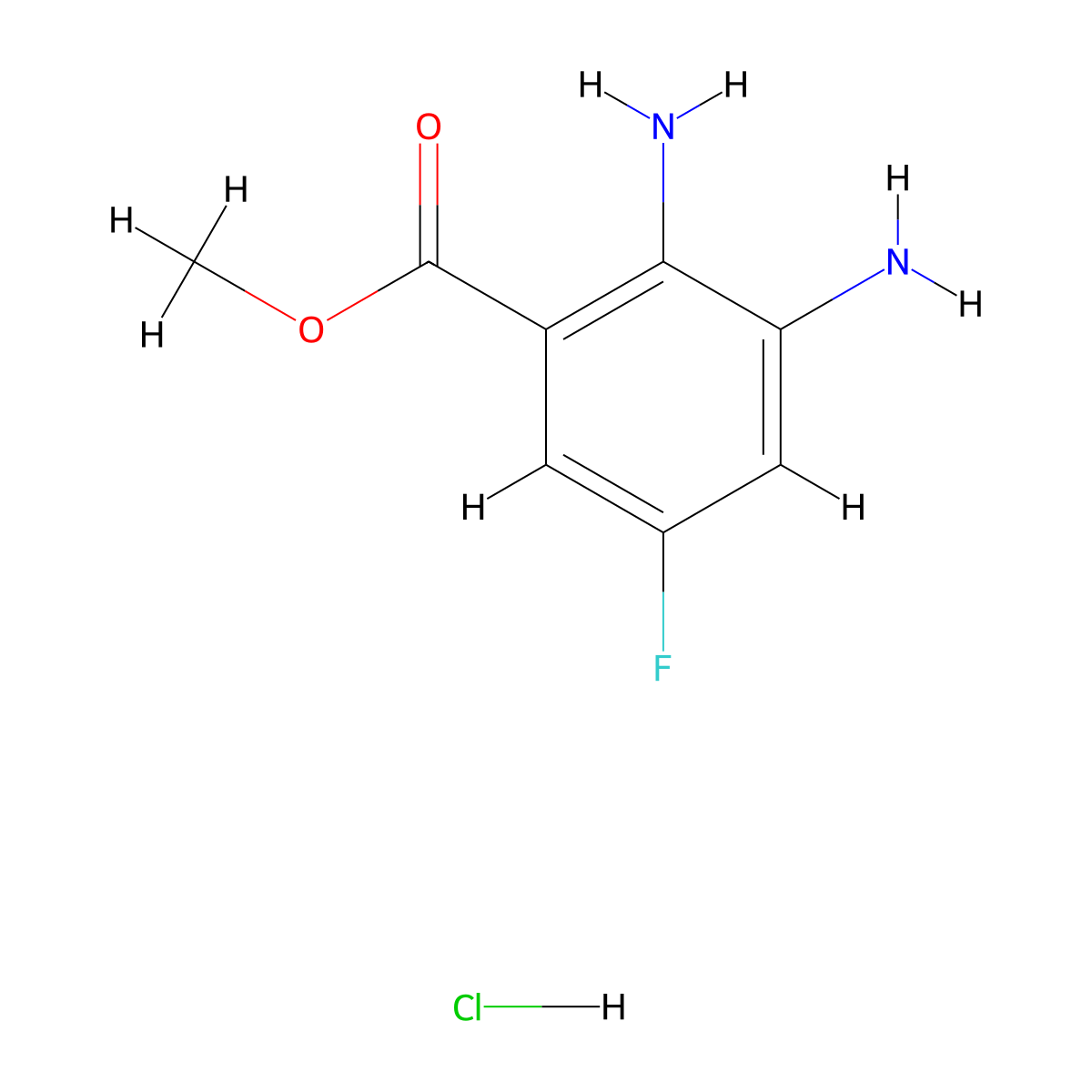 Methyl 2,3-diamino-5-fluorobenzoate hydrochloride molecular structure, CAS 2248327-15-1