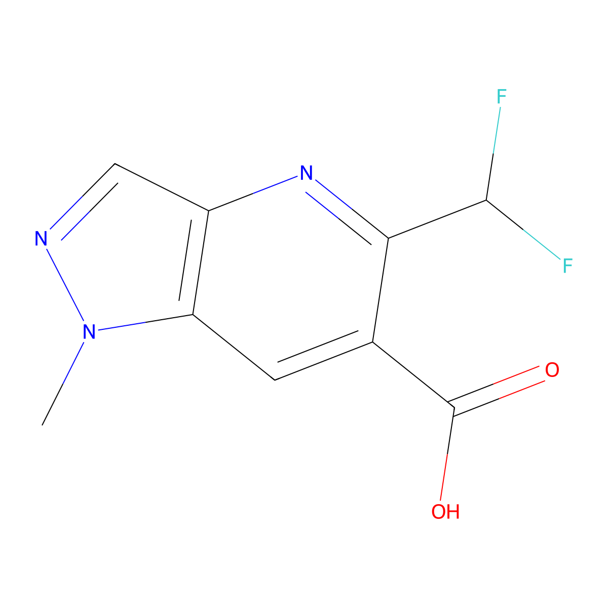 5-(difluoromethyl)-1-methyl-1H-pyrazolo[4,3-b]pyridine-6-carboxylic acid molecular structure, CAS 2248327-18-4