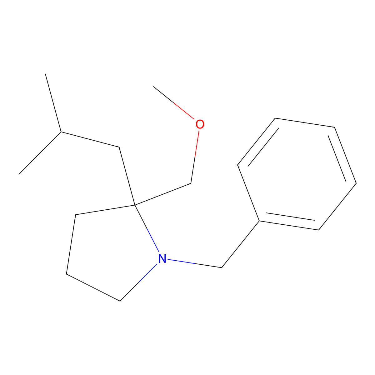 1-Benzyl-2-(methoxymethyl)-2-(2-methylpropyl)pyrrolidine molecular structure, CAS 2248327-24-2