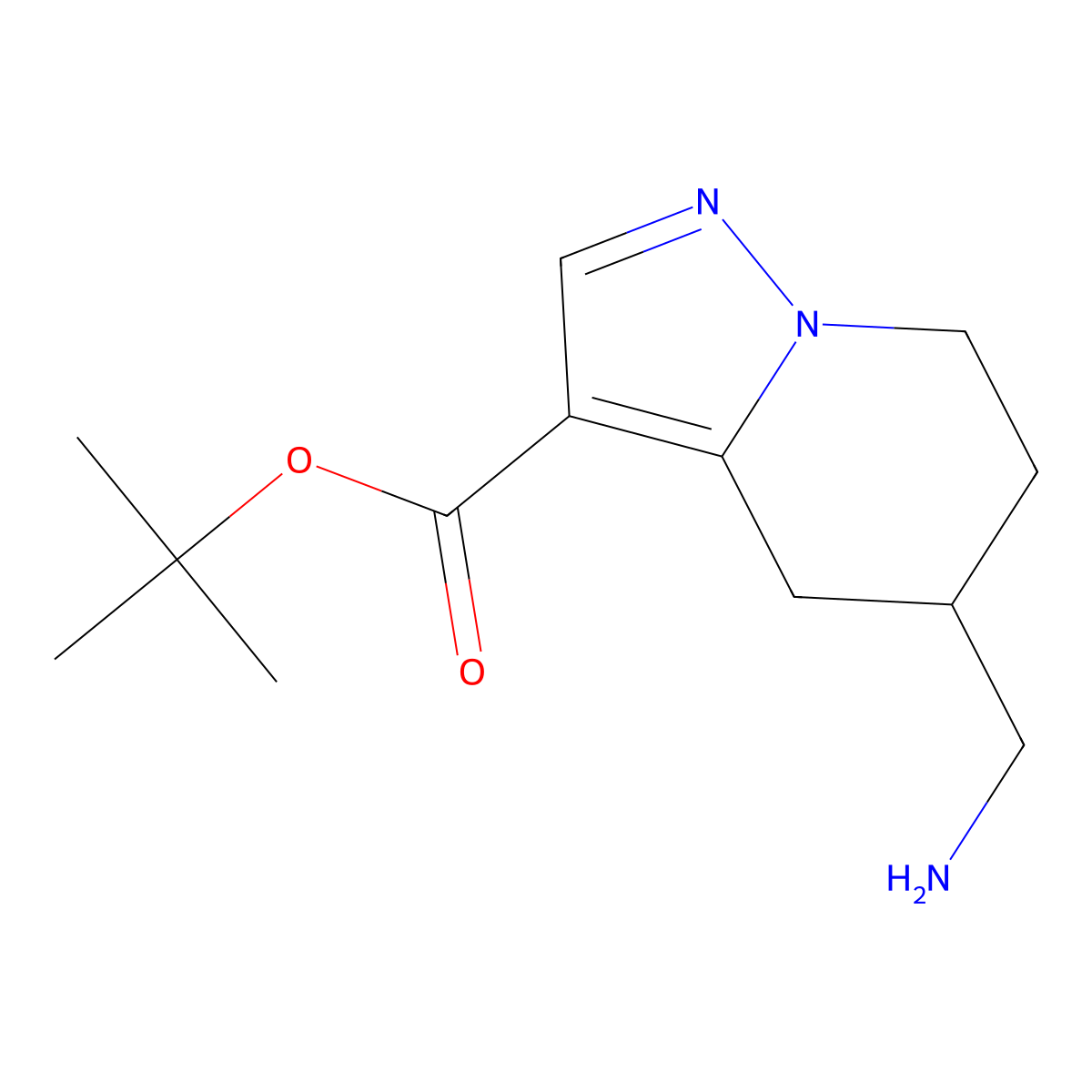 tert-butyl 5-(aminomethyl)-4H,5H,6H,7H-pyrazolo[1,5-a]pyridine-3-carboxylate molecular structure, CAS 2248327-85-5