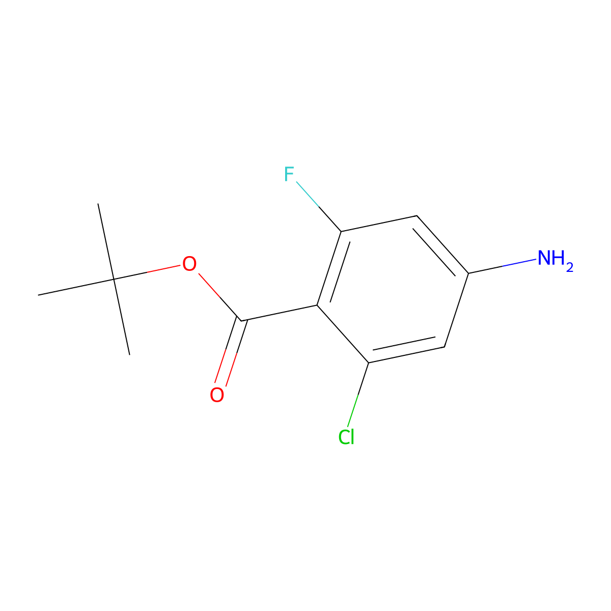 Tert-butyl 4-amino-2-chloro-6-fluorobenzoate molecular structure, CAS 2248327-89-9