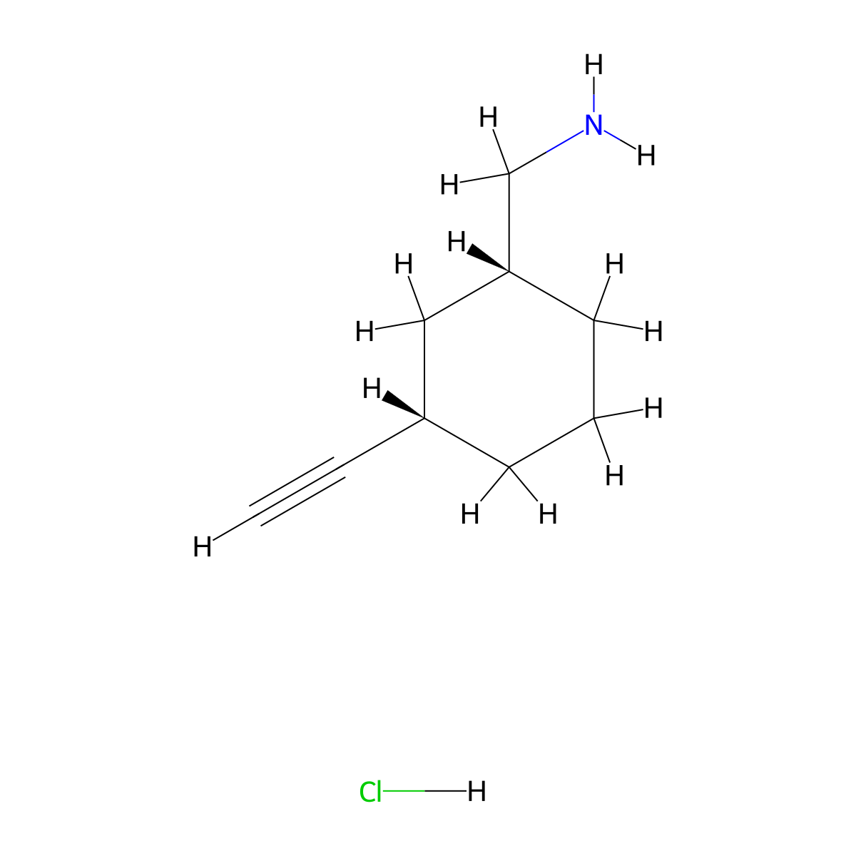 rac-[(1R,3S)-3-ethynylcyclohexyl]methanamine hydrochloride molecular structure, CAS 2248328-10-9