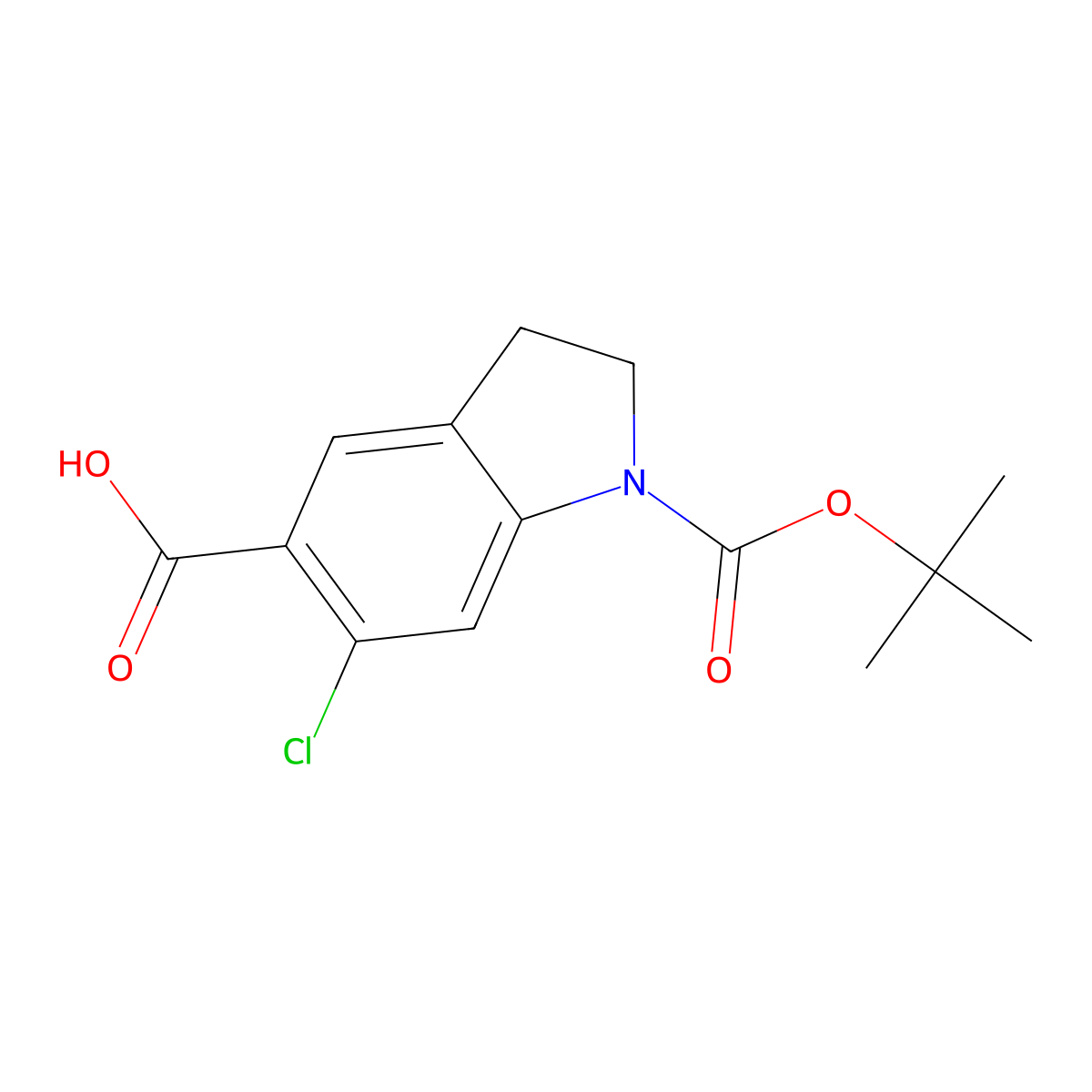 1-[(tert-butoxy)carbonyl]-6-chloro-2,3-dihydro-1H-indole-5-carboxylic acid molecular structure, CAS 2248328-13-2