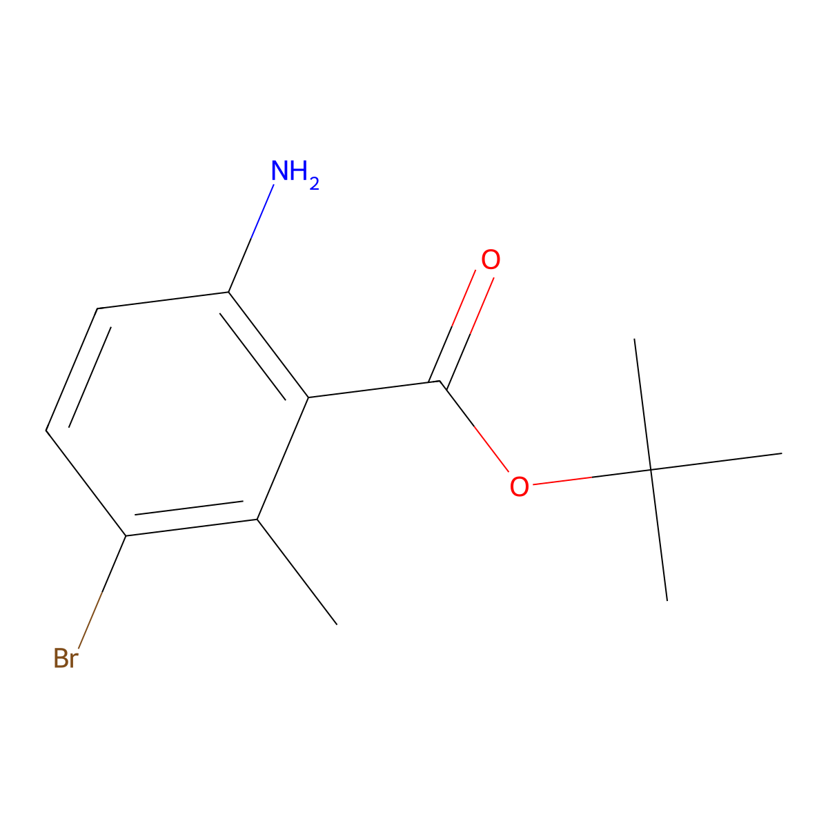 Tert-butyl 6-amino-3-bromo-2-methylbenzoate molecular structure, CAS 2248328-22-3