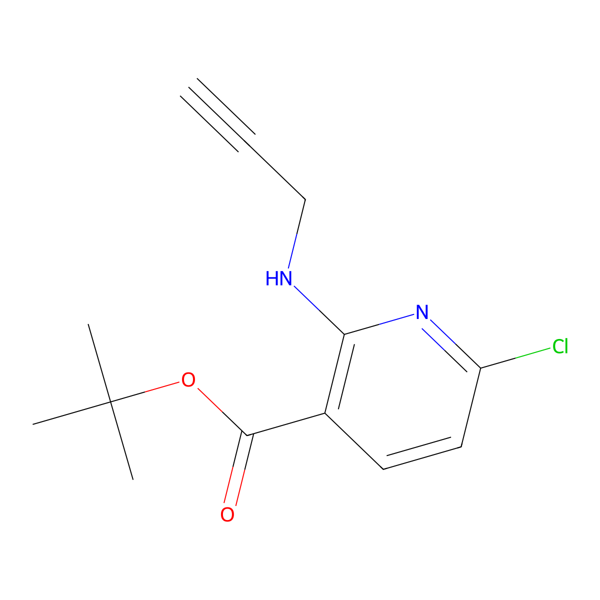Tert-butyl 6-chloro-2-[(prop-2-yn-1-yl)amino]pyridine-3-carboxylate molecular structure, CAS 2248328-58-5