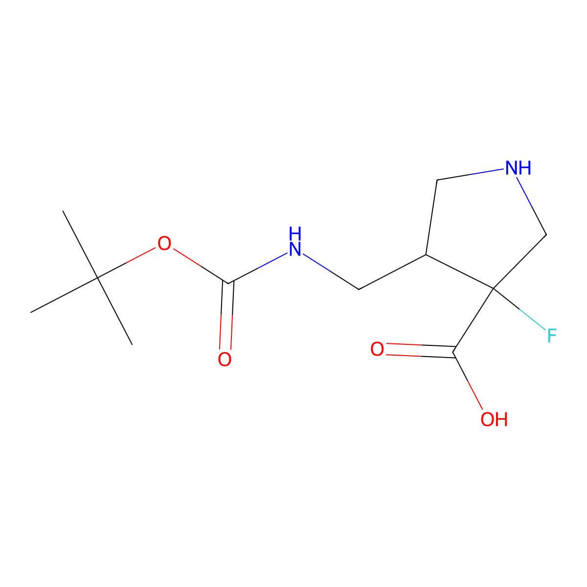 4-({[(Tert-butoxy)carbonyl]amino}methyl)-3-fluoropyrrolidine-3-carboxylic acid molecular structure, CAS 2248328-64-3