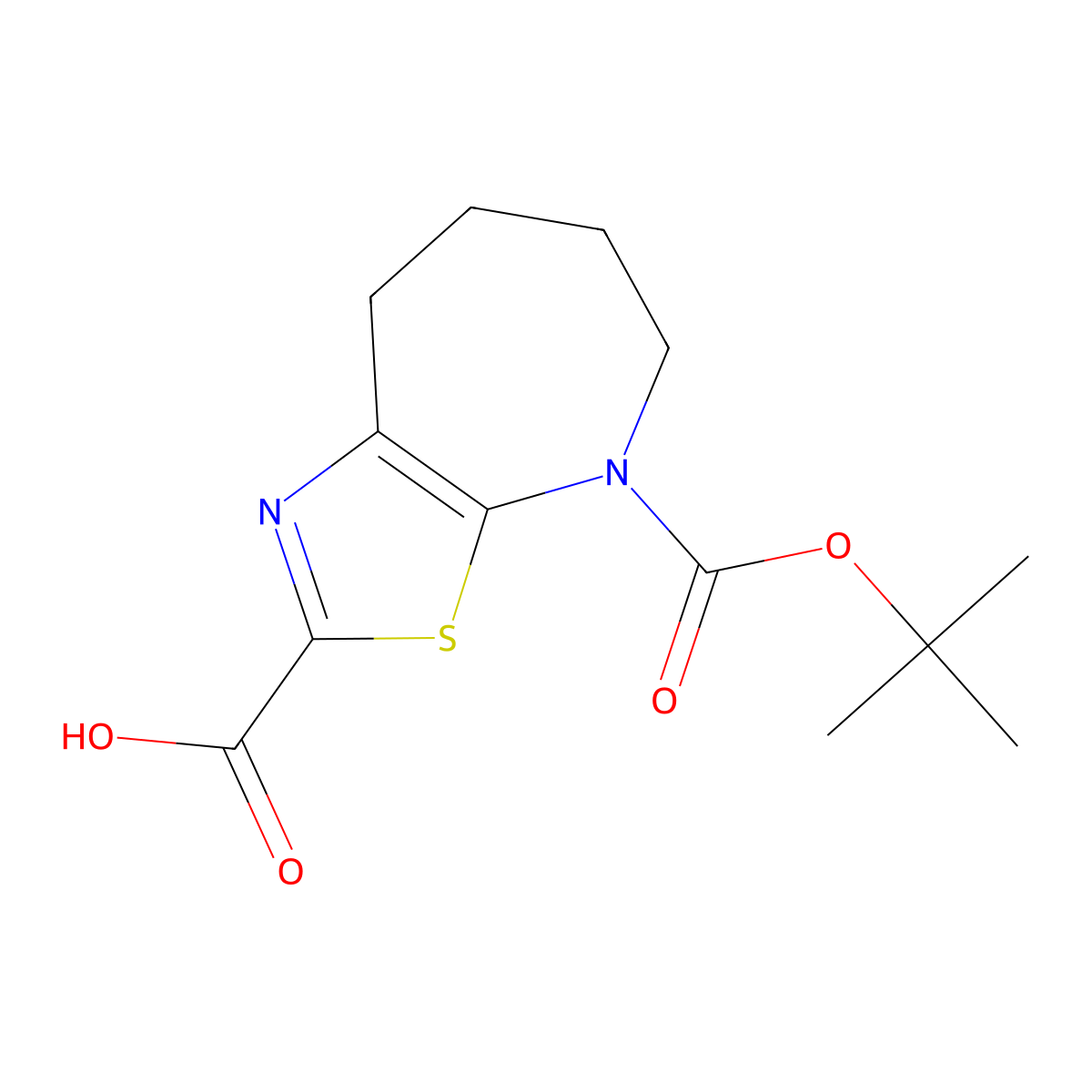 4-[(tert-butoxy)carbonyl]-4H,5H,6H,7H,8H-[1,3]thiazolo[5,4-b]azepine-2-carboxylic acid molecular structure, CAS 2248328-66-5