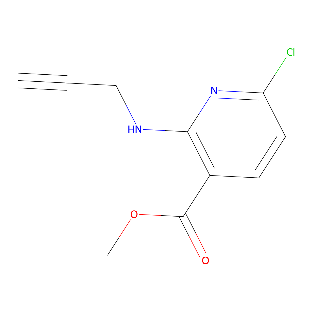 Methyl 6-chloro-2-[(prop-2-yn-1-yl)amino]pyridine-3-carboxylate molecular structure, CAS 2248329-77-1