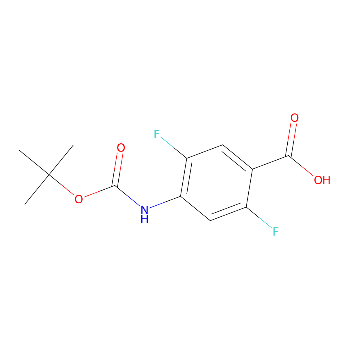 4-((tert-Butoxycarbonyl)amino)-2,5-difluorobenzoic acid molecular structure, CAS 2248330-48-3