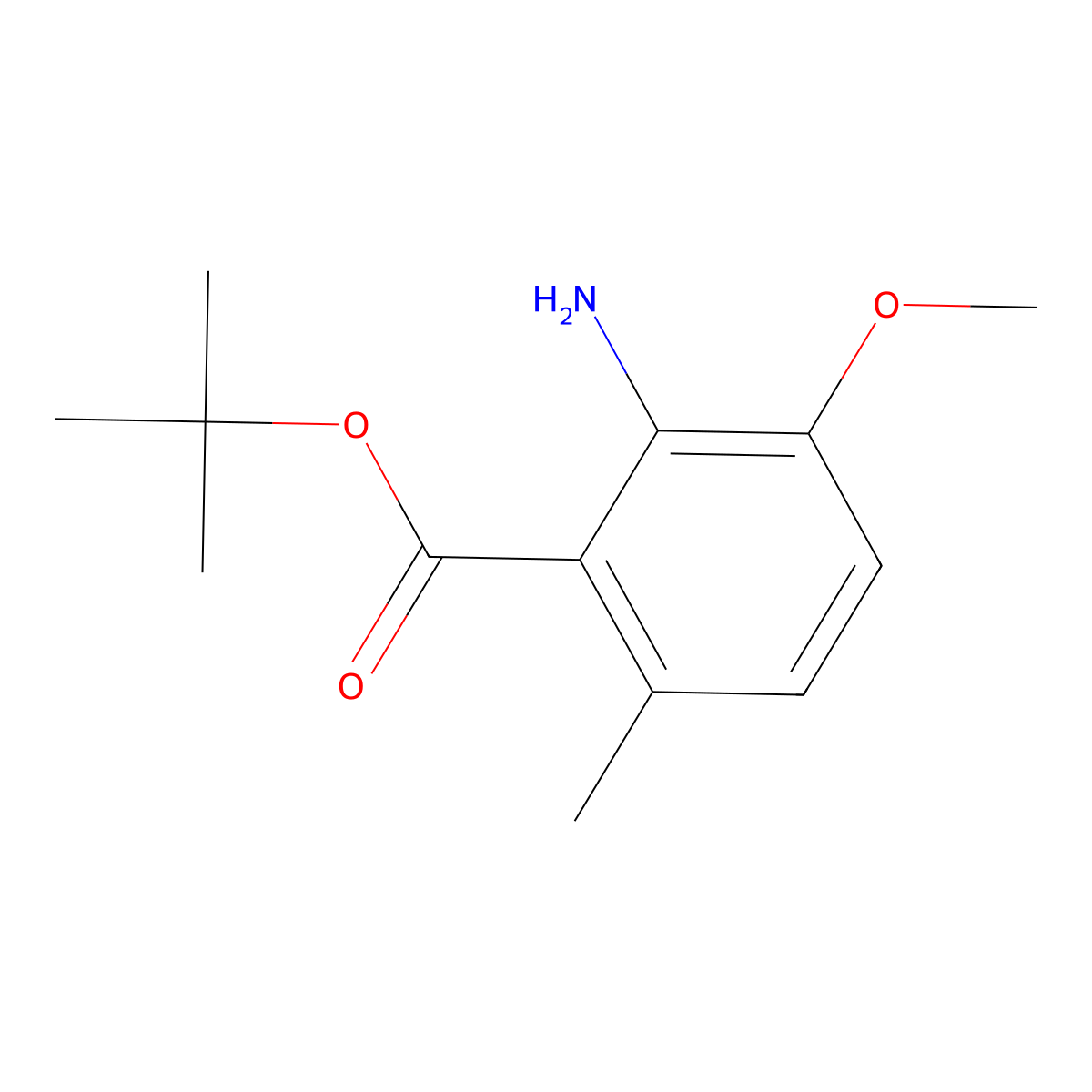 Tert-butyl 2-amino-3-methoxy-6-methylbenzoate molecular structure, CAS 2248330-58-5