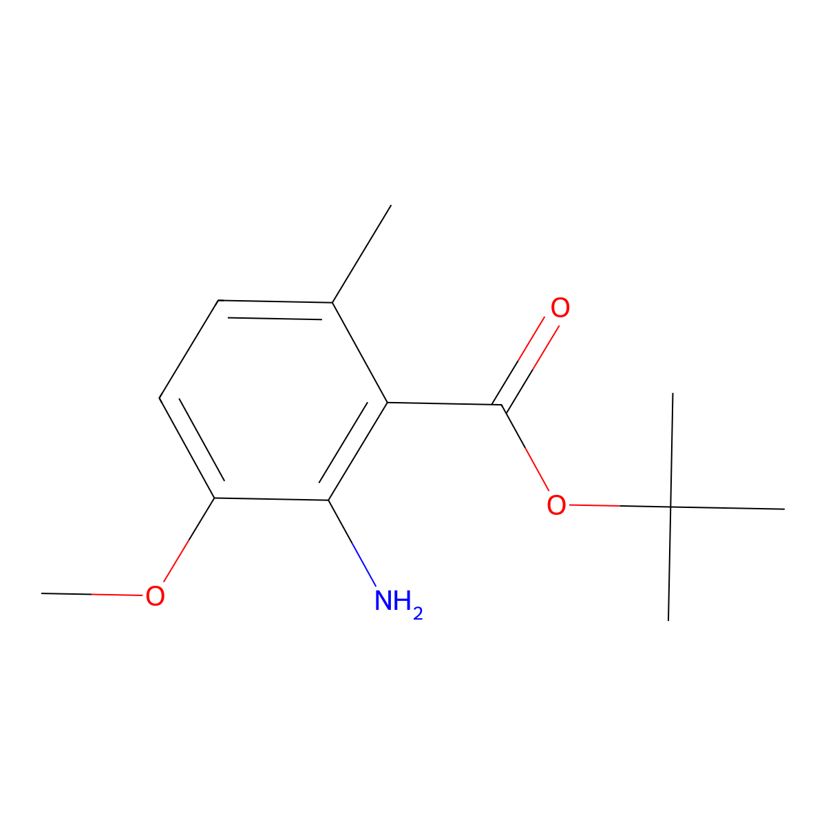 Tert-butyl 2-amino-3-methoxy-6-methylbenzoate molecular structure, CAS 2248330-58-5