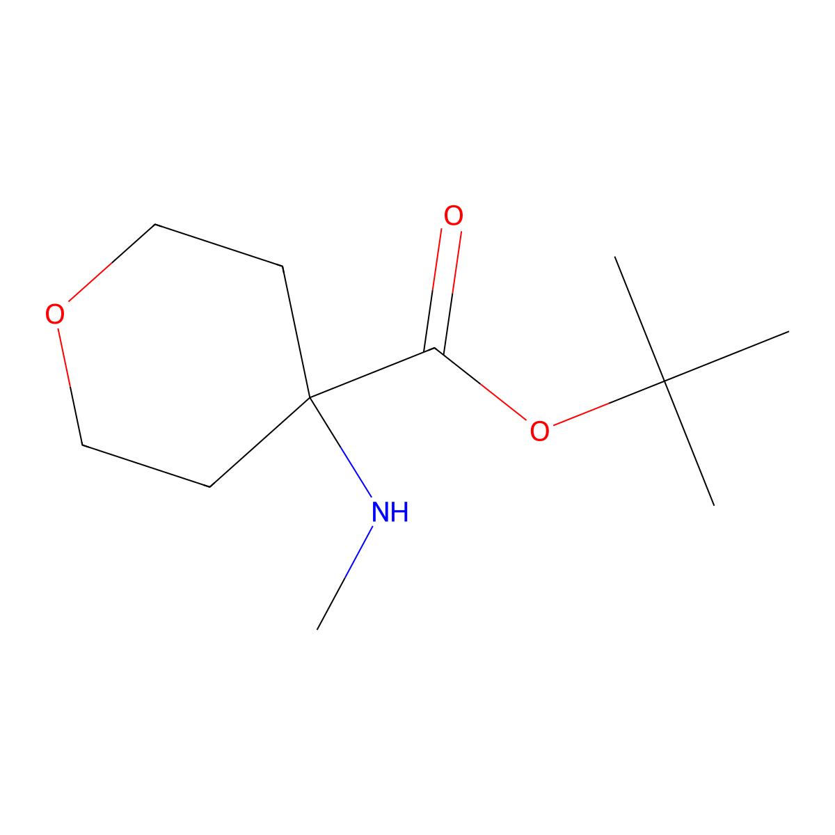 Tert-butyl 4-(methylamino)oxane-4-carboxylate molecular structure, CAS 2248331-11-3