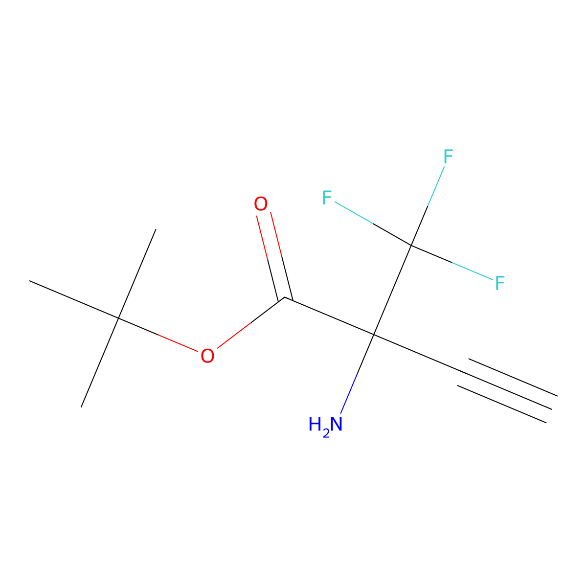 Tert-butyl 2-amino-2-(trifluoromethyl)but-3-ynoate molecular structure, CAS 2248331-43-1