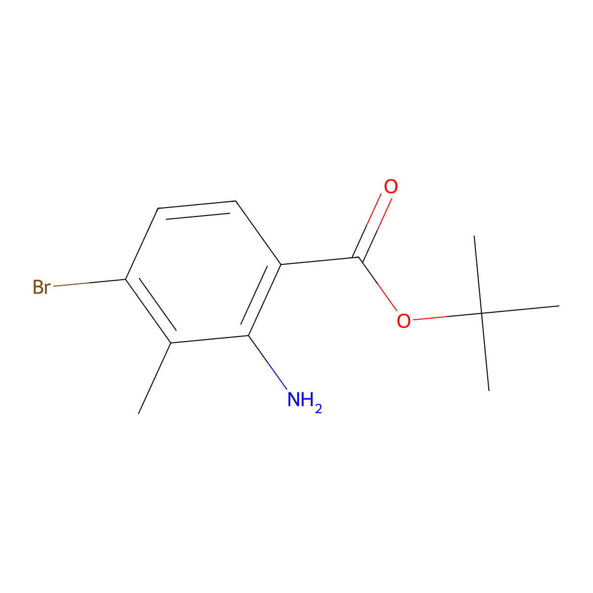 Tert-butyl 2-amino-4-bromo-3-methylbenzoate molecular structure, CAS 2248331-93-1
