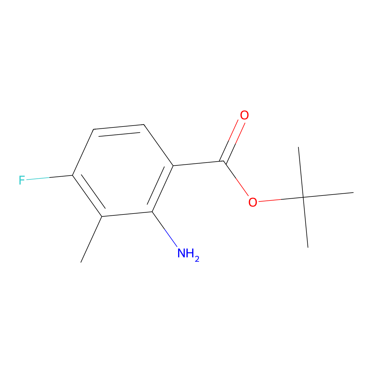 Tert-butyl 2-amino-4-fluoro-3-methylbenzoate molecular structure, CAS 2248331-97-5