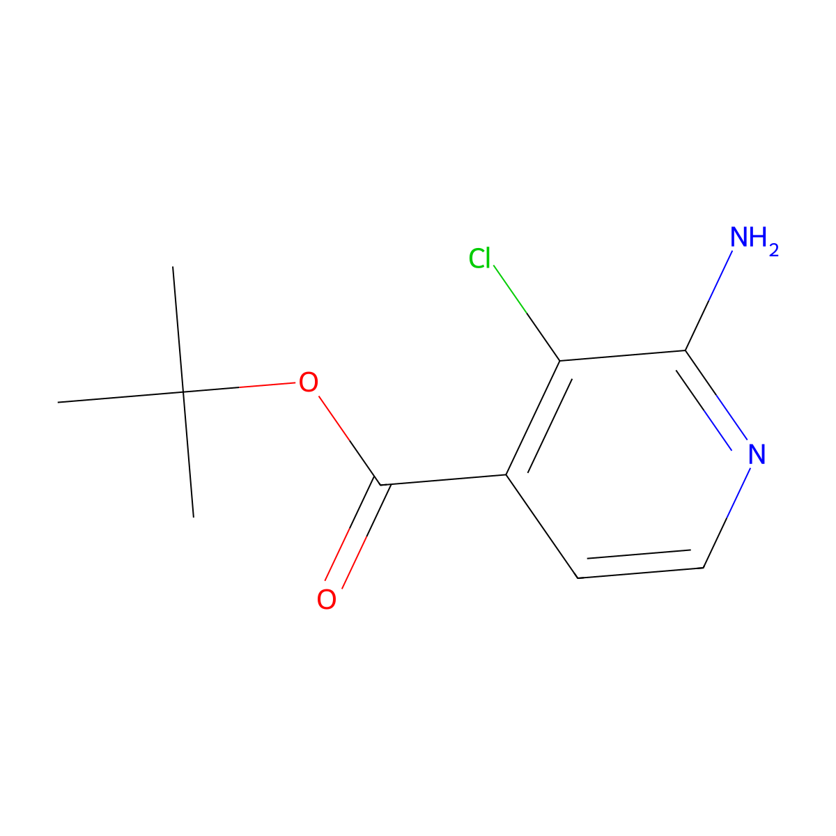 Tert-butyl 2-amino-3-chloropyridine-4-carboxylate molecular structure, CAS 2248332-08-1