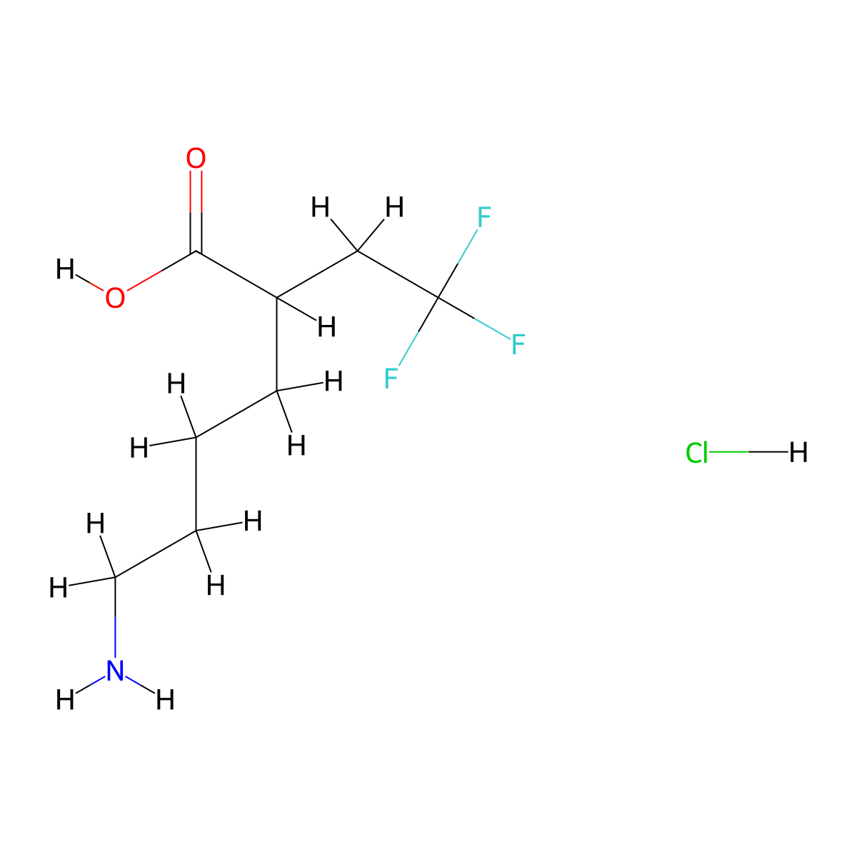 6-Amino-2-(2,2,2-trifluoroethyl)hexanoic acid hydrochloride molecular structure, CAS 2248332-95-6