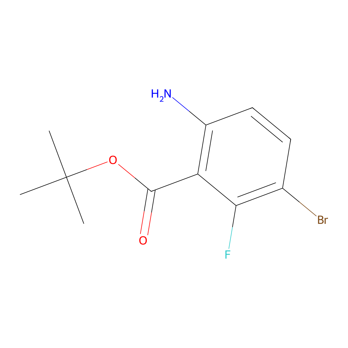 Tert-butyl 6-amino-3-bromo-2-fluorobenzoate molecular structure, CAS 2248332-96-7