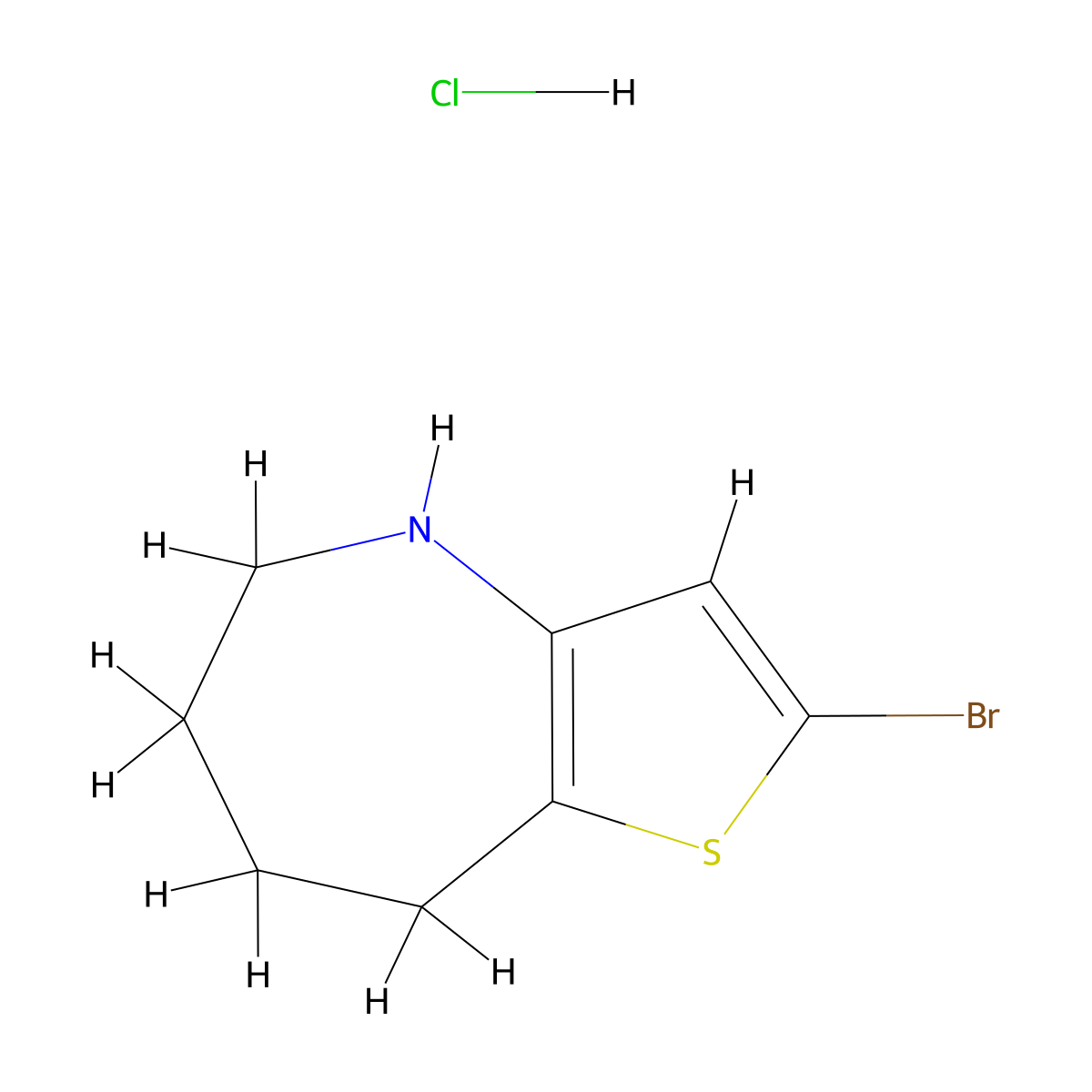 2-bromo-4H,5H,6H,7H,8H-thieno[3,2-b]azepinehydrochloride molecular structure, CAS 2248333-17-5