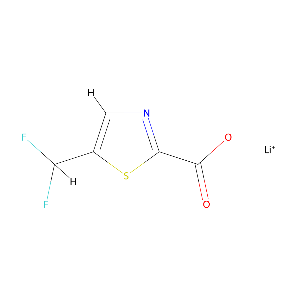 Lithium 5-(difluoromethyl)-1,3-thiazole-2-carboxylate molecular structure, CAS 2248333-53-9