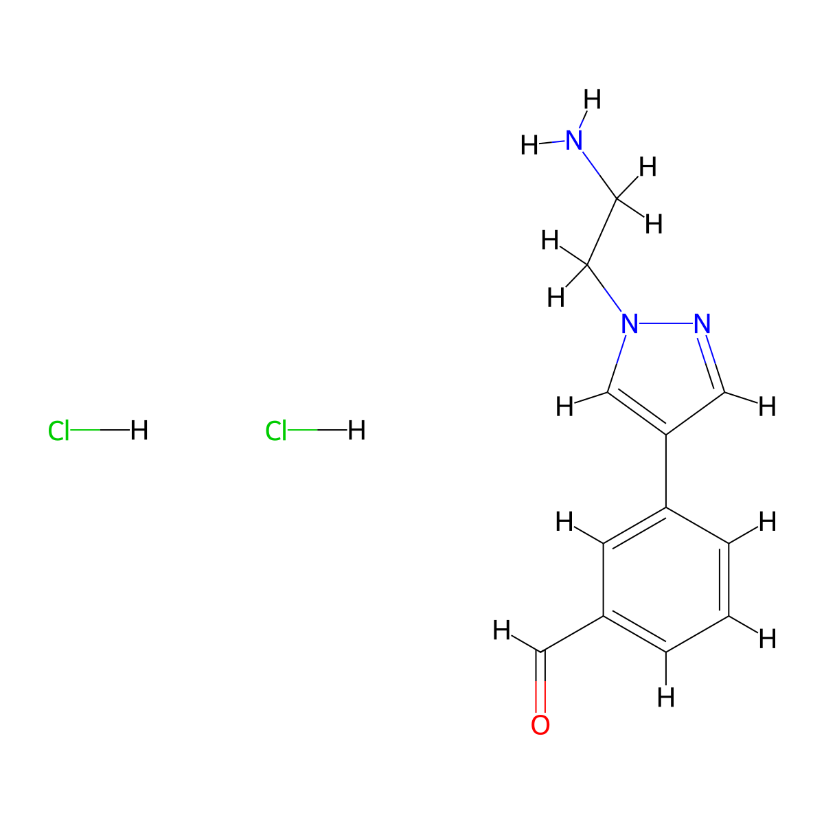 3-[1-(2-aminoethyl)-1H-pyrazol-4-yl]benzaldehyde dihydrochloride molecular structure, CAS 2248334-33-8