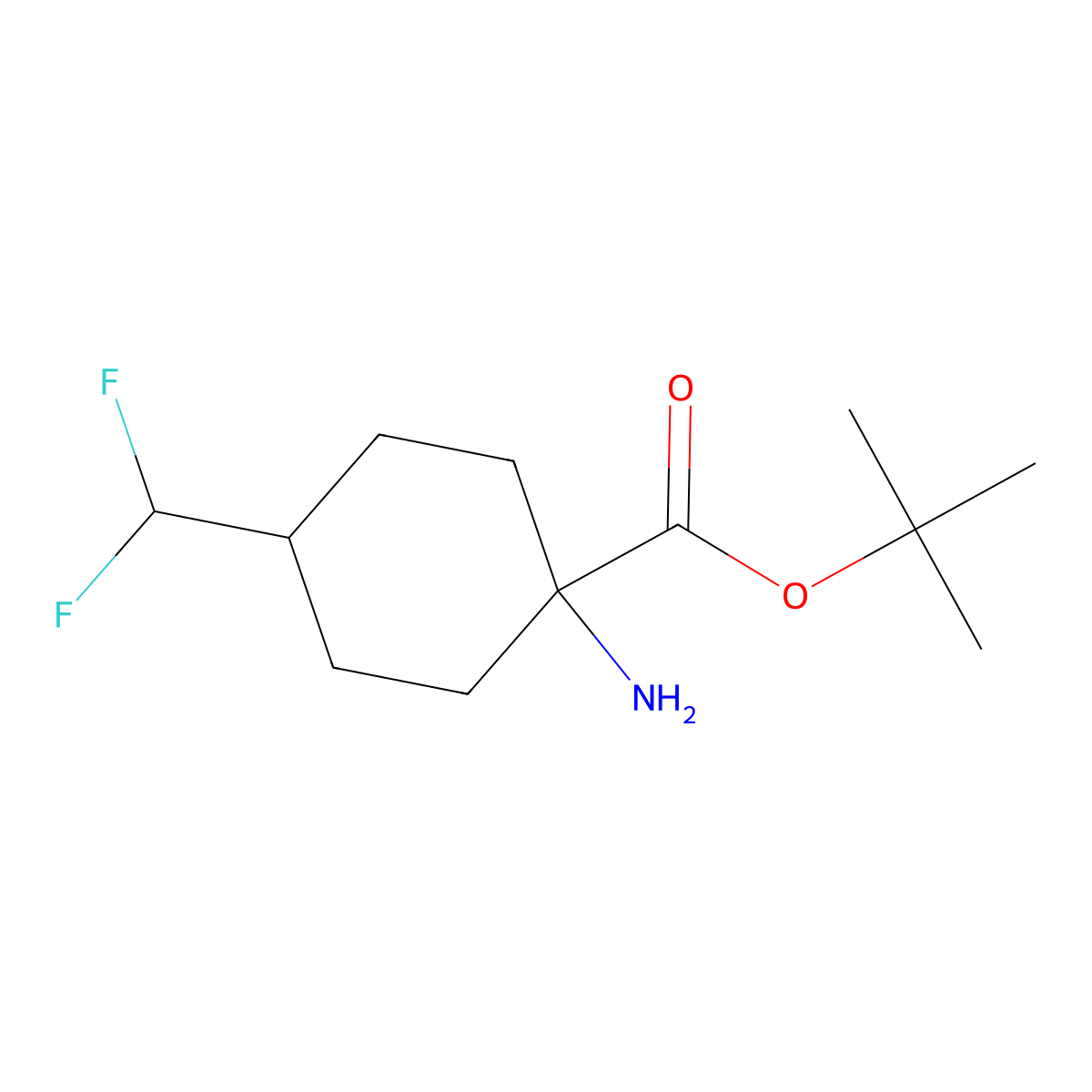 Tert-butyl 1-amino-4-(difluoromethyl)cyclohexane-1-carboxylate molecular structure, CAS 2248334-63-4